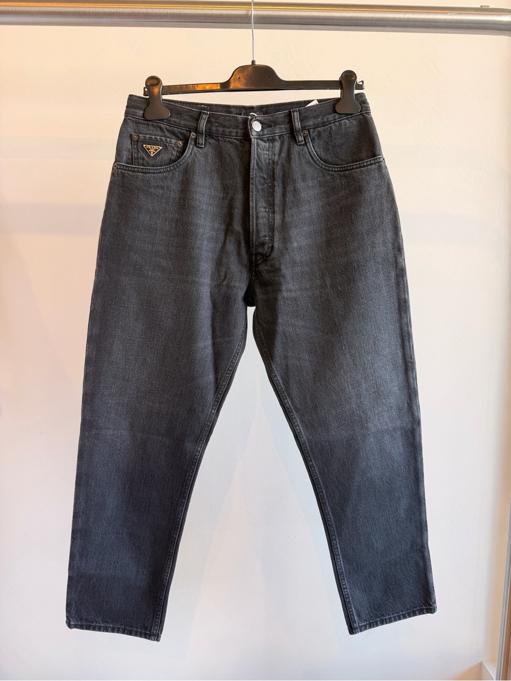 Prada Five-pocket Denim Jeans Enamel Triangle Logo Size 31